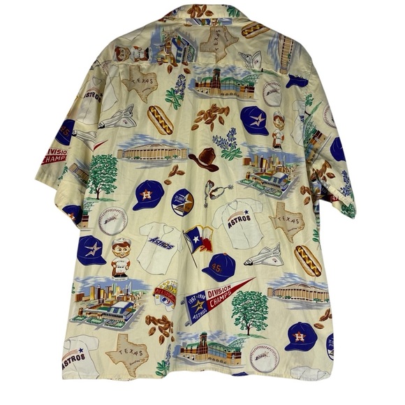 Vintage Reyn Spooner 1999 Houston Astros Short Sleeve Camp Shirt XL Cream Yellow - Picture 2 of 11